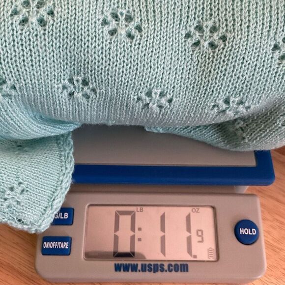 Vintage Jaclyn‎ Smith Cardigan Seed Pearls Crochet Lace Front Blue - Size Large - Picture 8 of 8